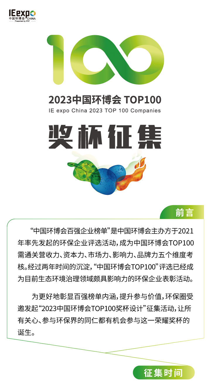 2023中国环博会 TOP100奖杯征集